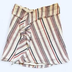 INTERMIX Fringe-Stripe Wrap Mini Skirt – size small